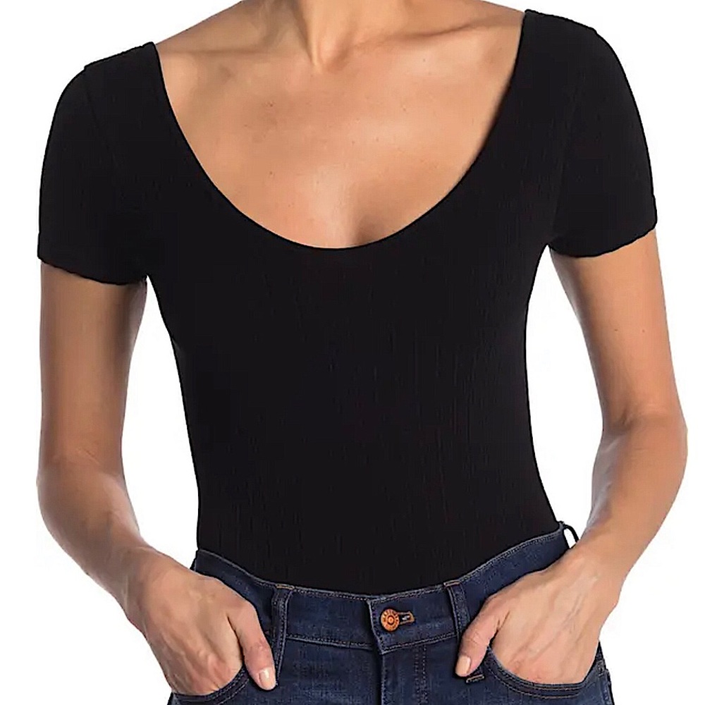 Nordstrom Good Luck Gem scoop neck & back thong bodysuit |S| black NWT
